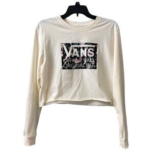 NWT Vans Off The Wall Original 1966 Cropped Long Sleeve Crewneck Graphic Tee